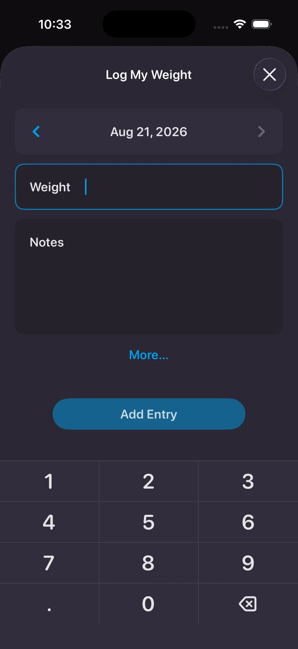 The same modal screen on a neutral card surface, with its inputs no longer boxed inside a card